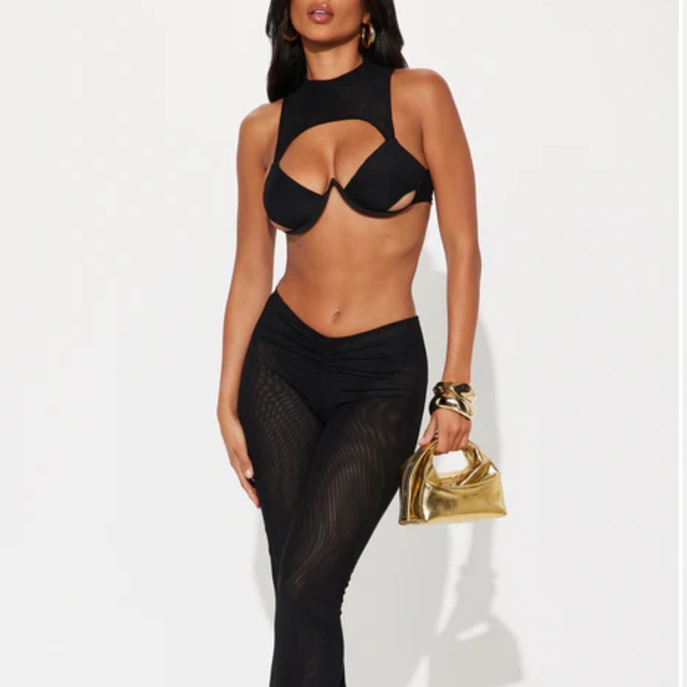 Black Cutout Top & Pants Set